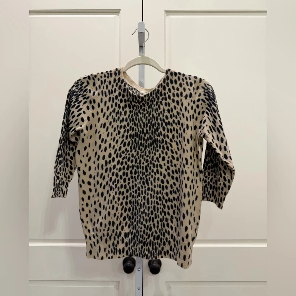 J. Crew Teddie Cotton Crewneck Leopard Print Sweater